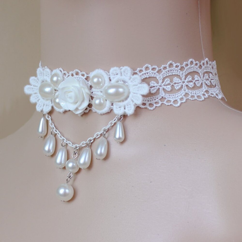 Wedding White Lace Princess Miyanobu Pearl Necklace - Picture 5 of 5